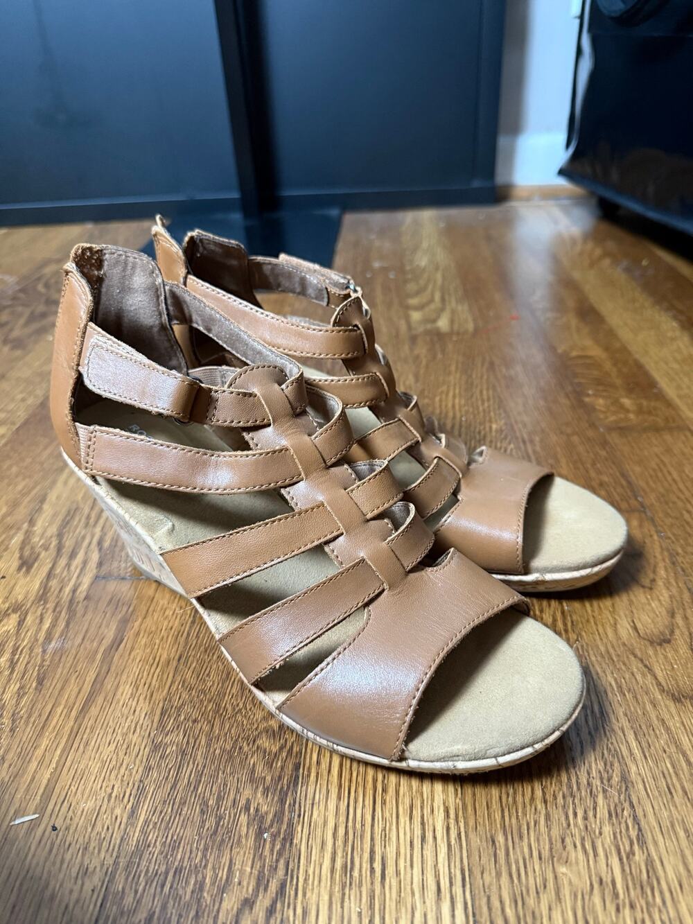 Rockport Open Toe Wedge Cork Gladiator Sandal Size Womens 9